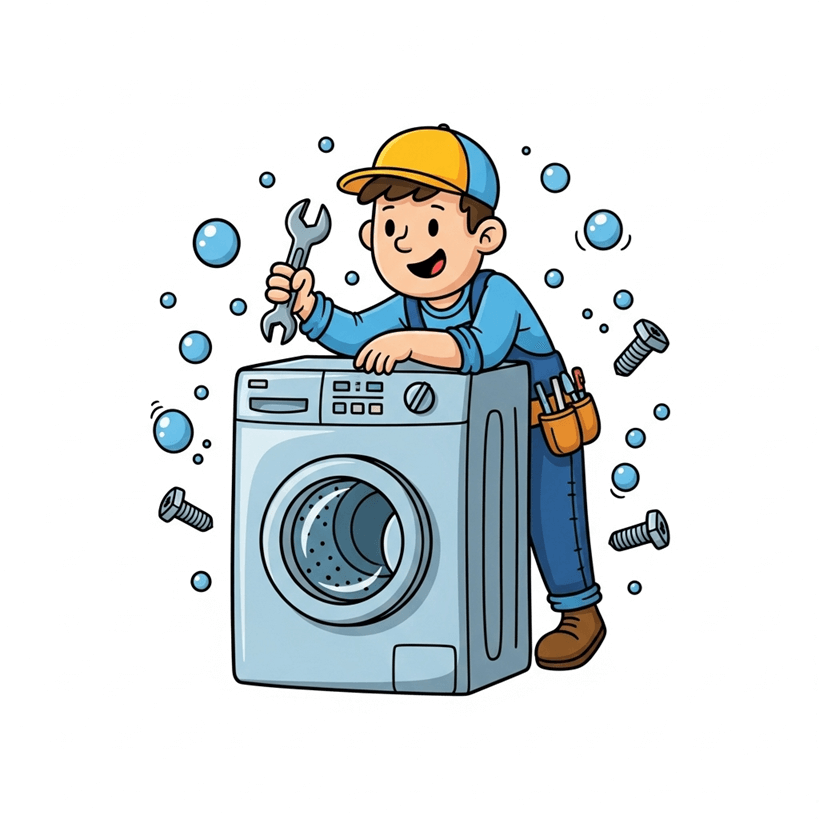 A technician repairing a home appliance